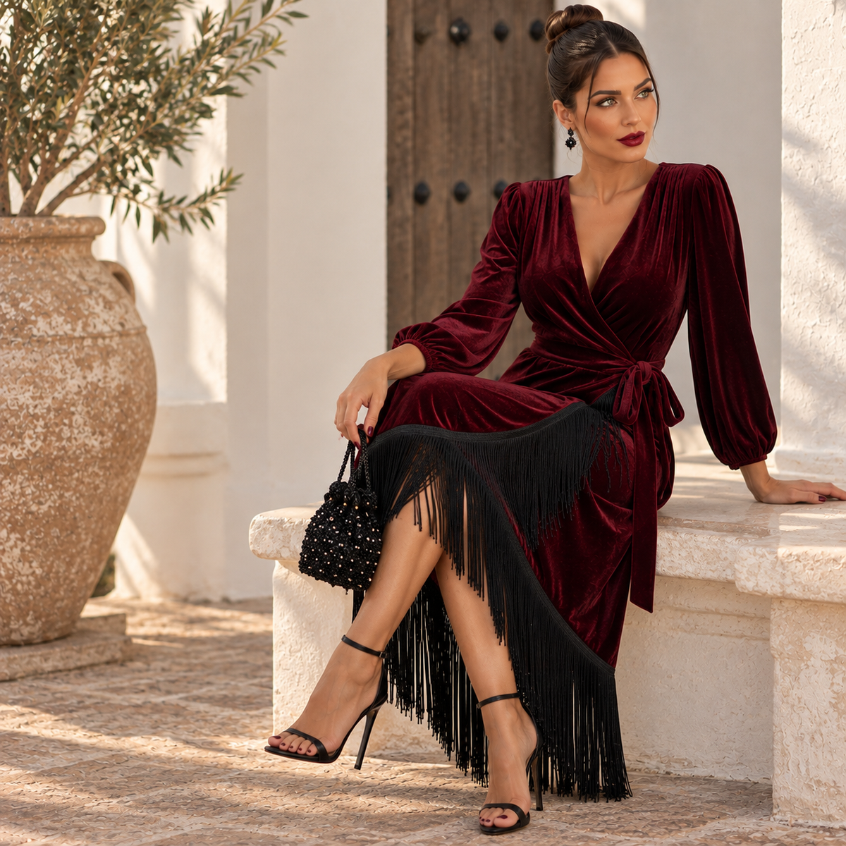 Vestido Maribel Burdeos
