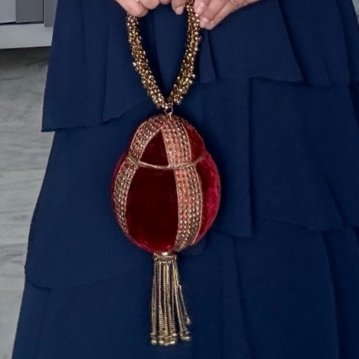 Bolso bombonera terciopelo Burdeos