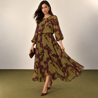 Vestido Ignacia Burdeos&kaki