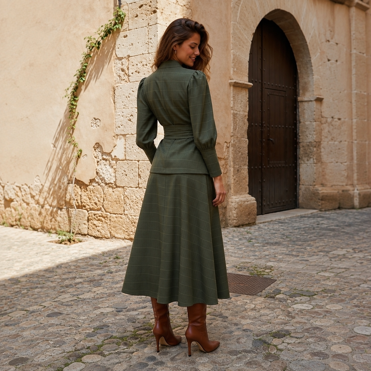 Conjunto Chaqueta y Falda Fiona Militar