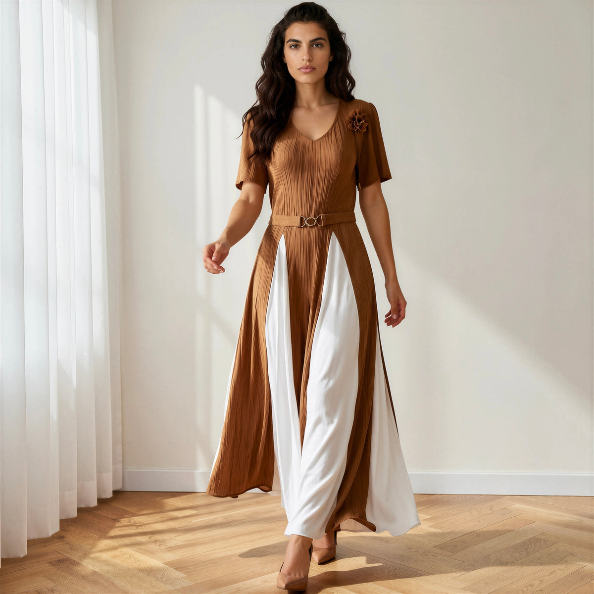 Vestido Curve camel