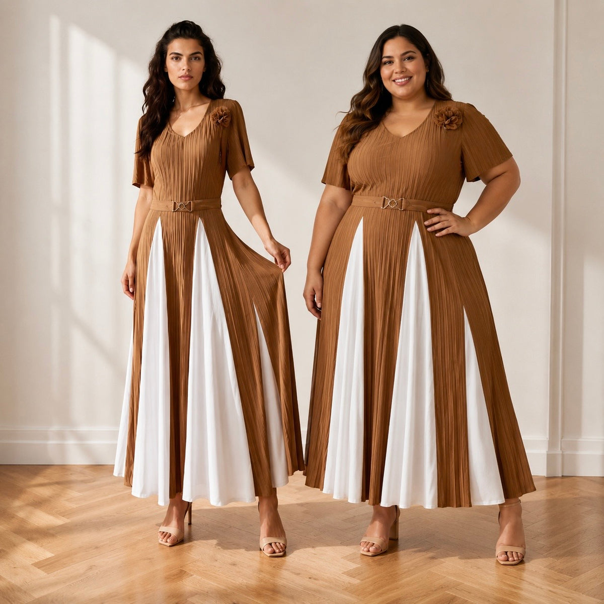 Vestido Curve camel