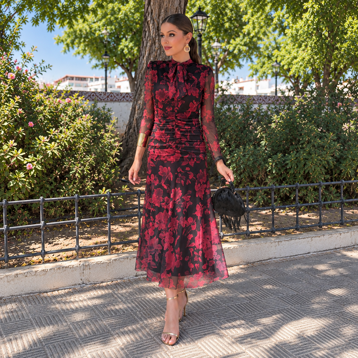 Vestido Alena Negro&rojo