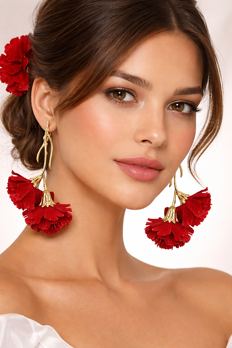 Pendientes claveles Rojos