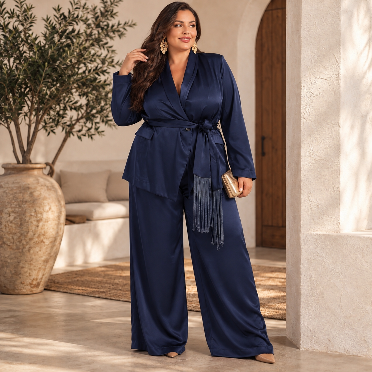 Traje Amanda Flecos Marino