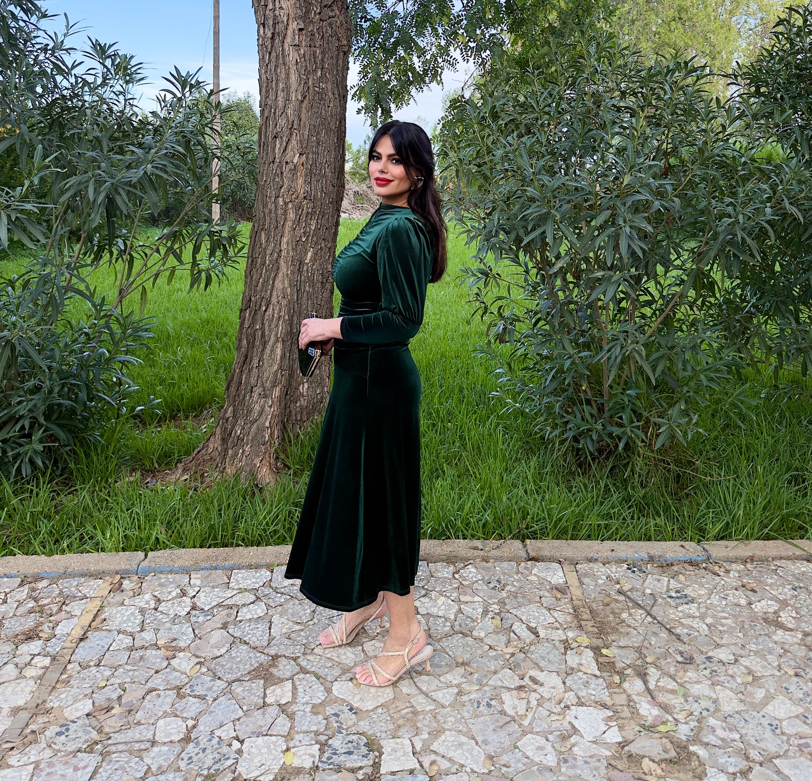 Vestido Sicilia Verde terciopelo