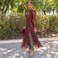 Vestido Berta verde&vino