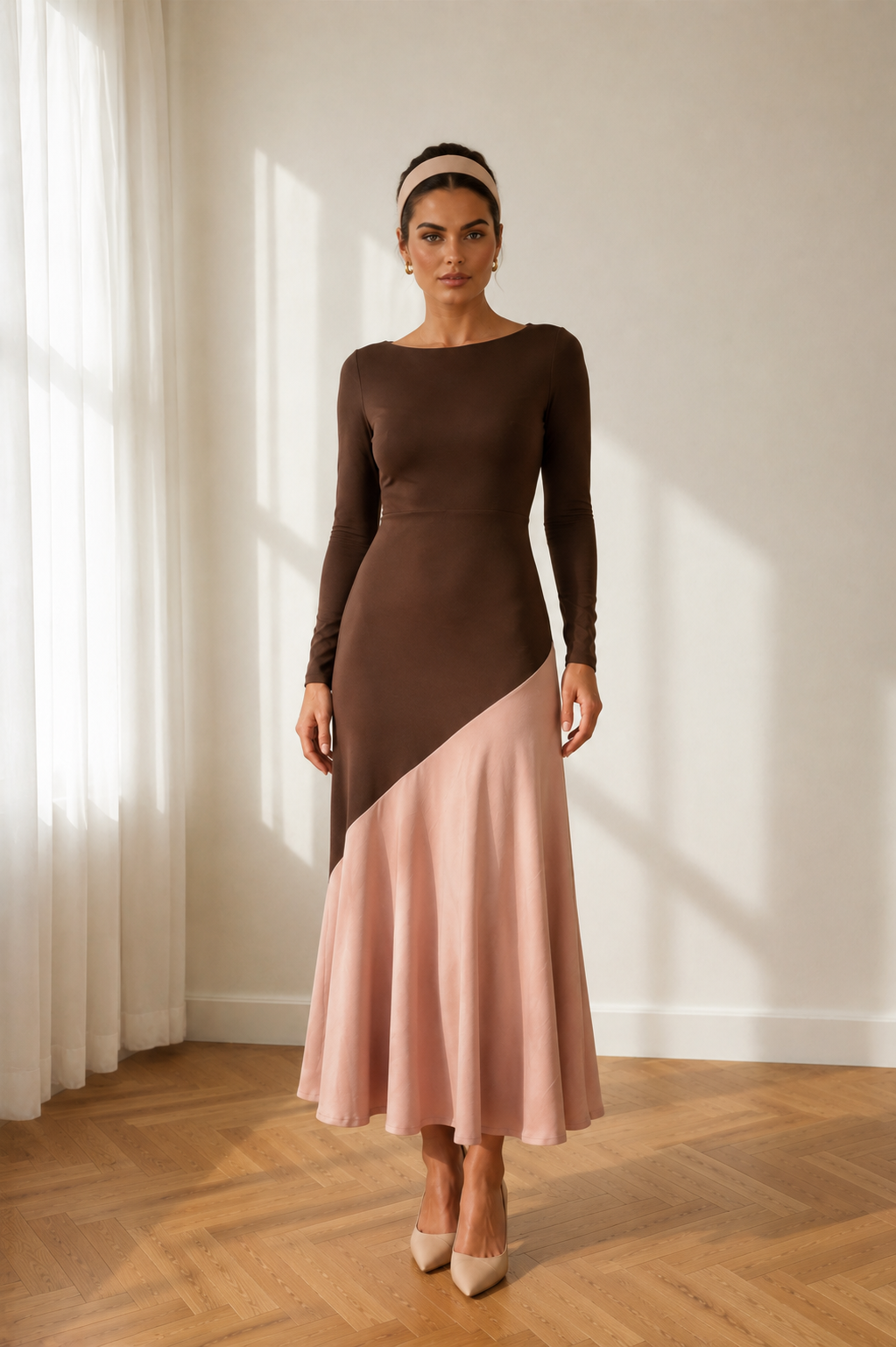 Vestido Clarisa Otoño/ marrón y Rosa