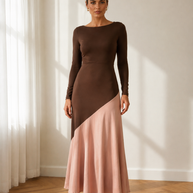 Vestido Clarisa Otoño/ marrón y Rosa