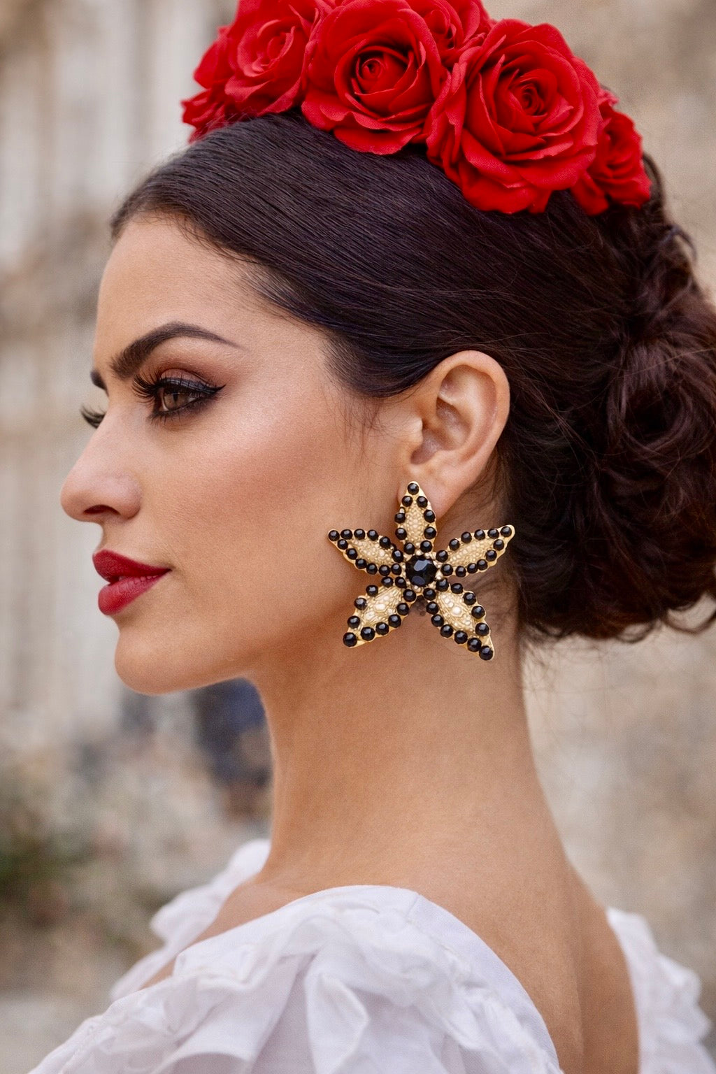 Pendientes Estrella Perla negros