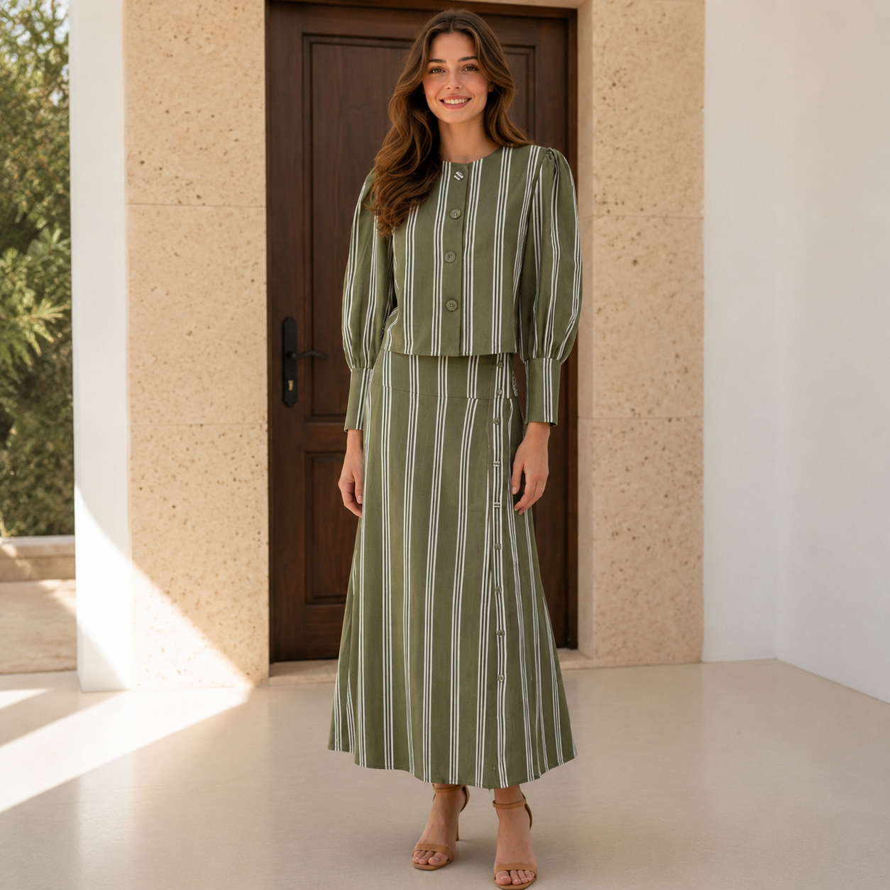 Conjunto Rita verde Rayas