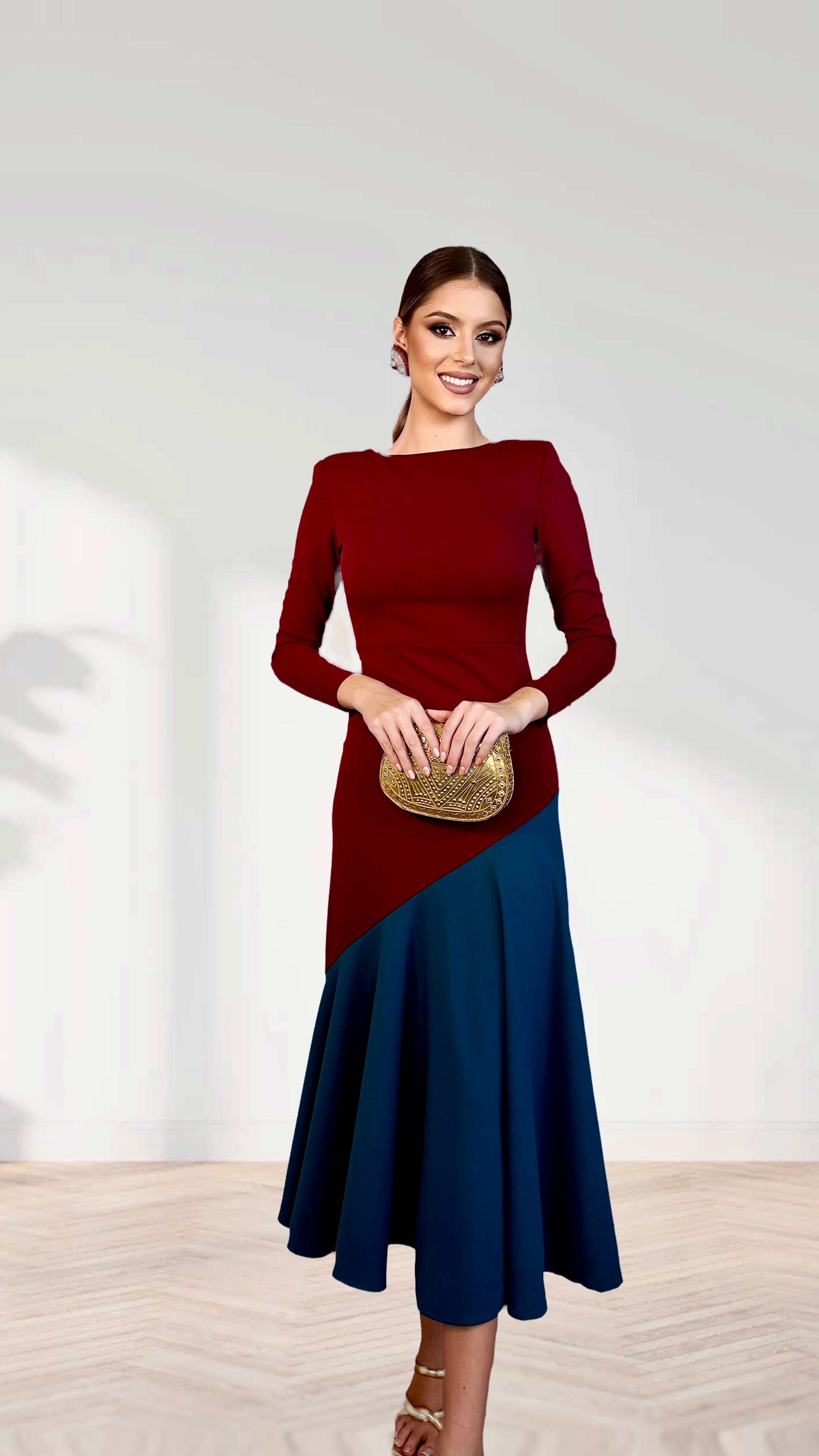 Vestido Clarisa Azul / Burdeos