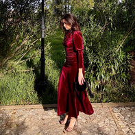Vestido Sicilia Burdeos Terciopelo
