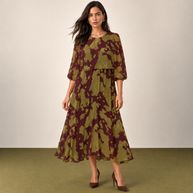 Vestido Ignacia Burdeos&kaki
