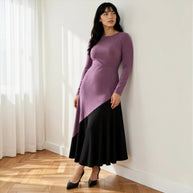 Vestido Clarissa Otoño/ Malva y negro