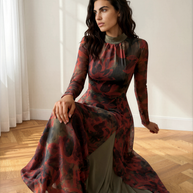 Vestido Berta verde&vino