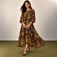 Vestido Ignacia Burdeos&kaki