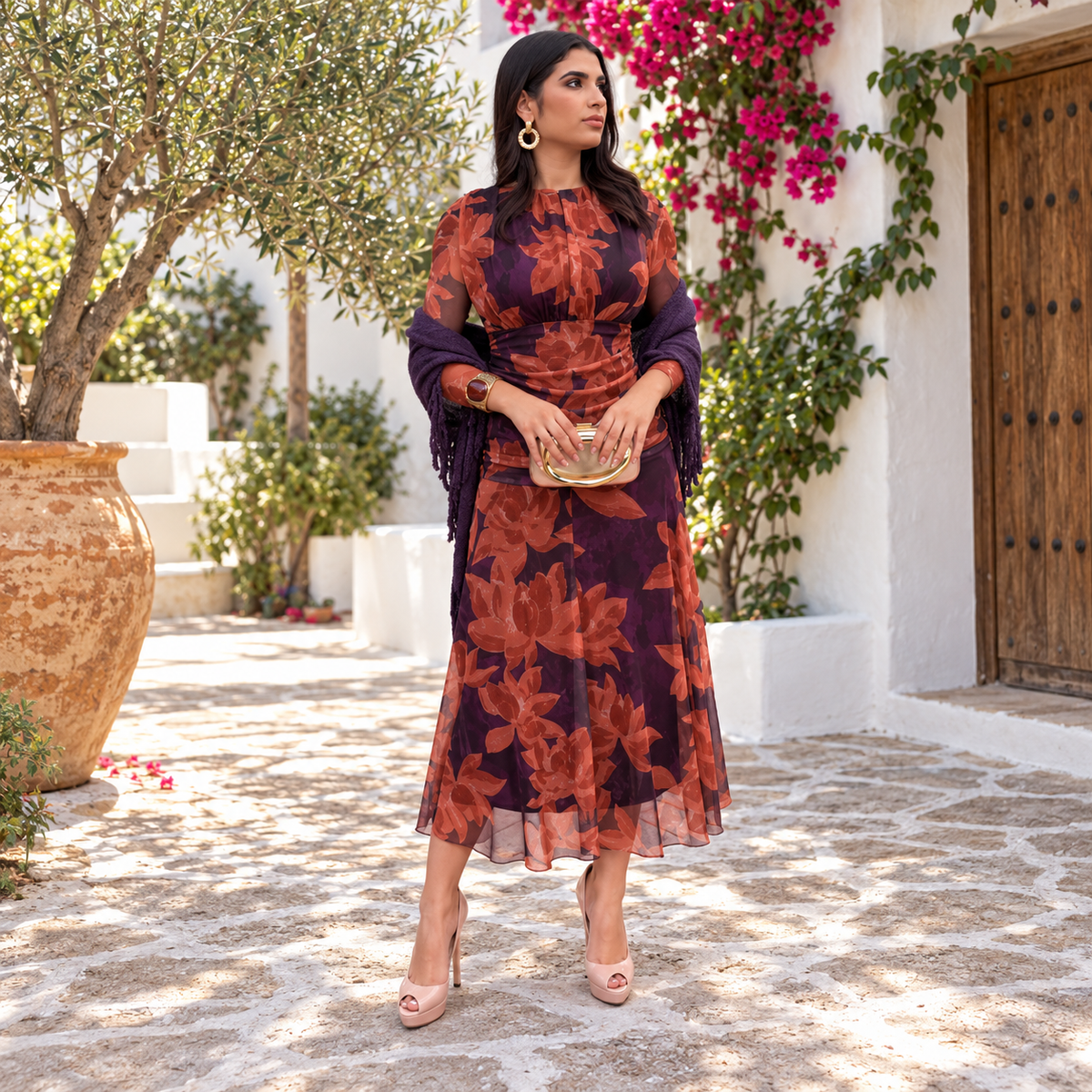 Vestido Elba Morado&coral