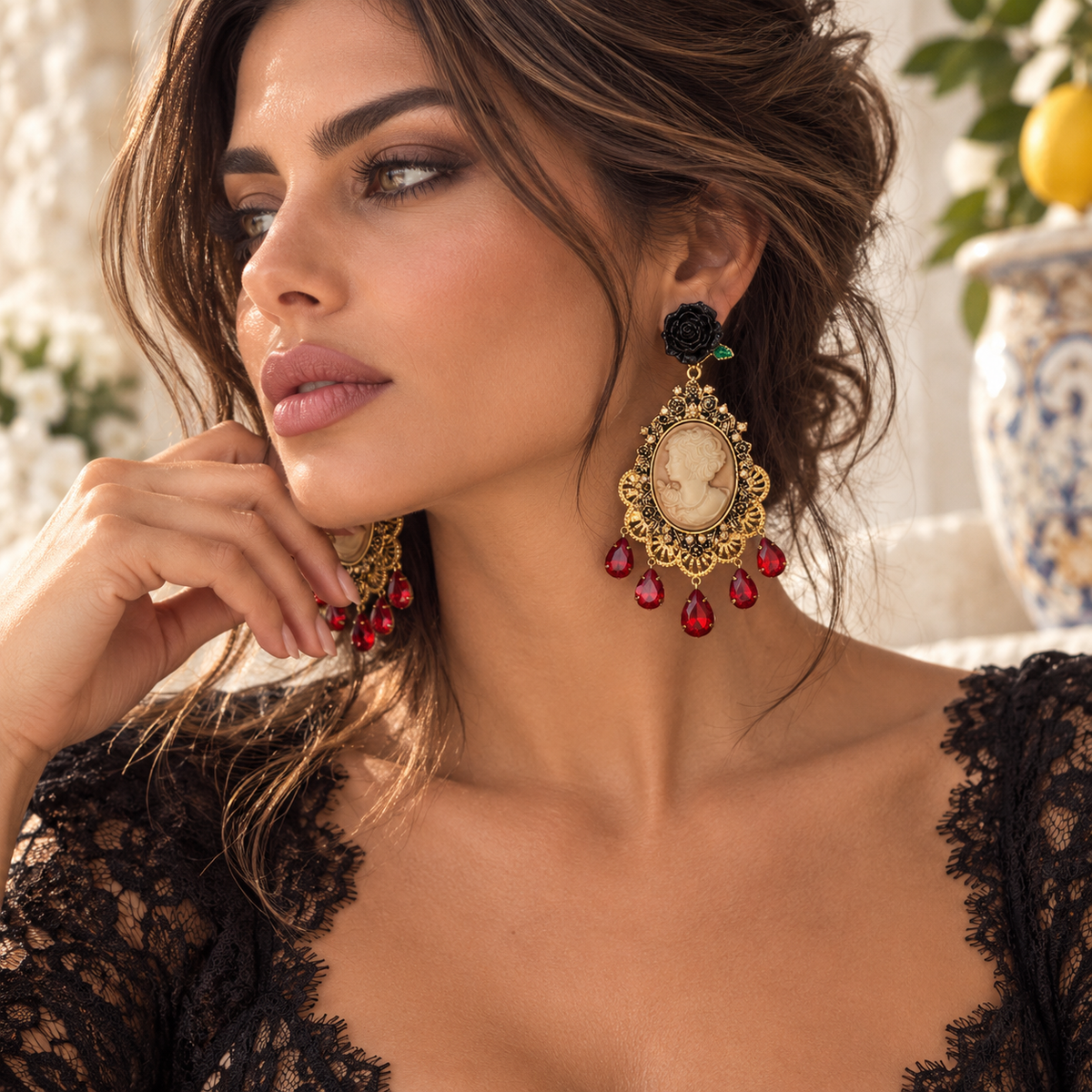 Pendientes Maestranza camafeo
