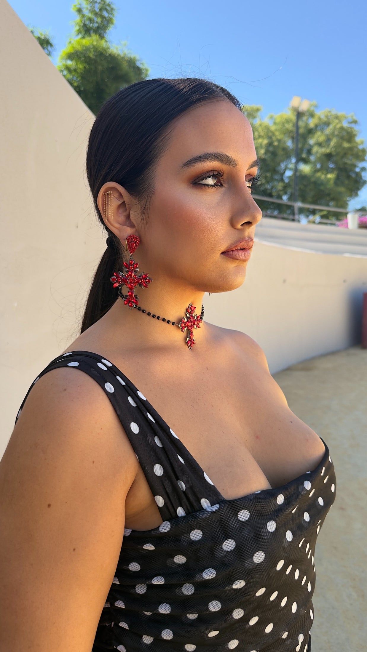 Choker y pendientes Cruces Fiorela