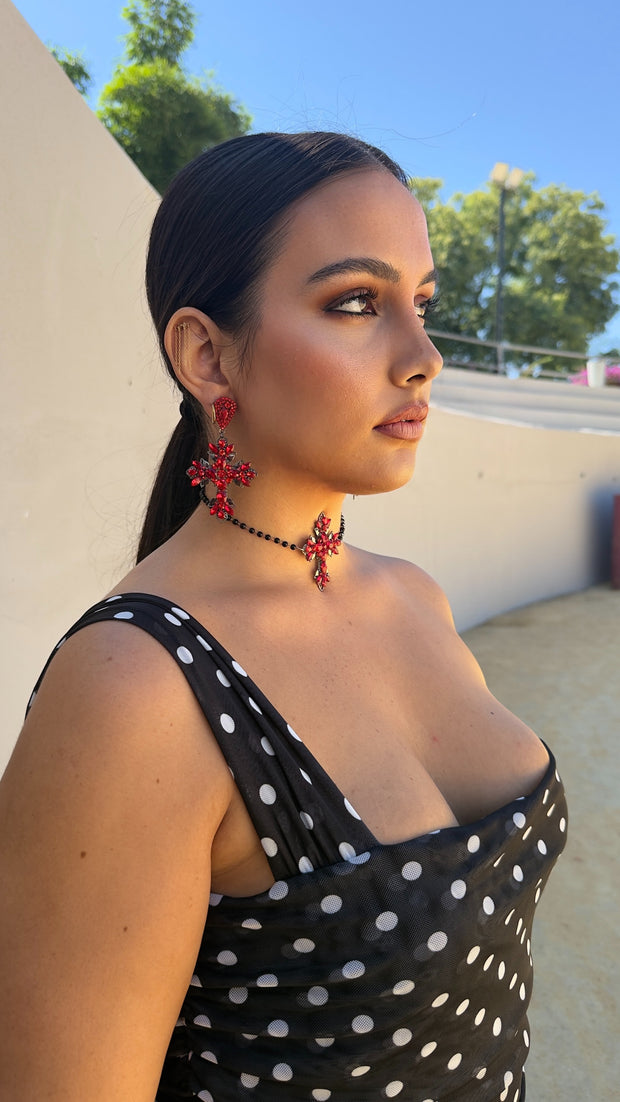 Choker y pendientes Cruces Fiorela
