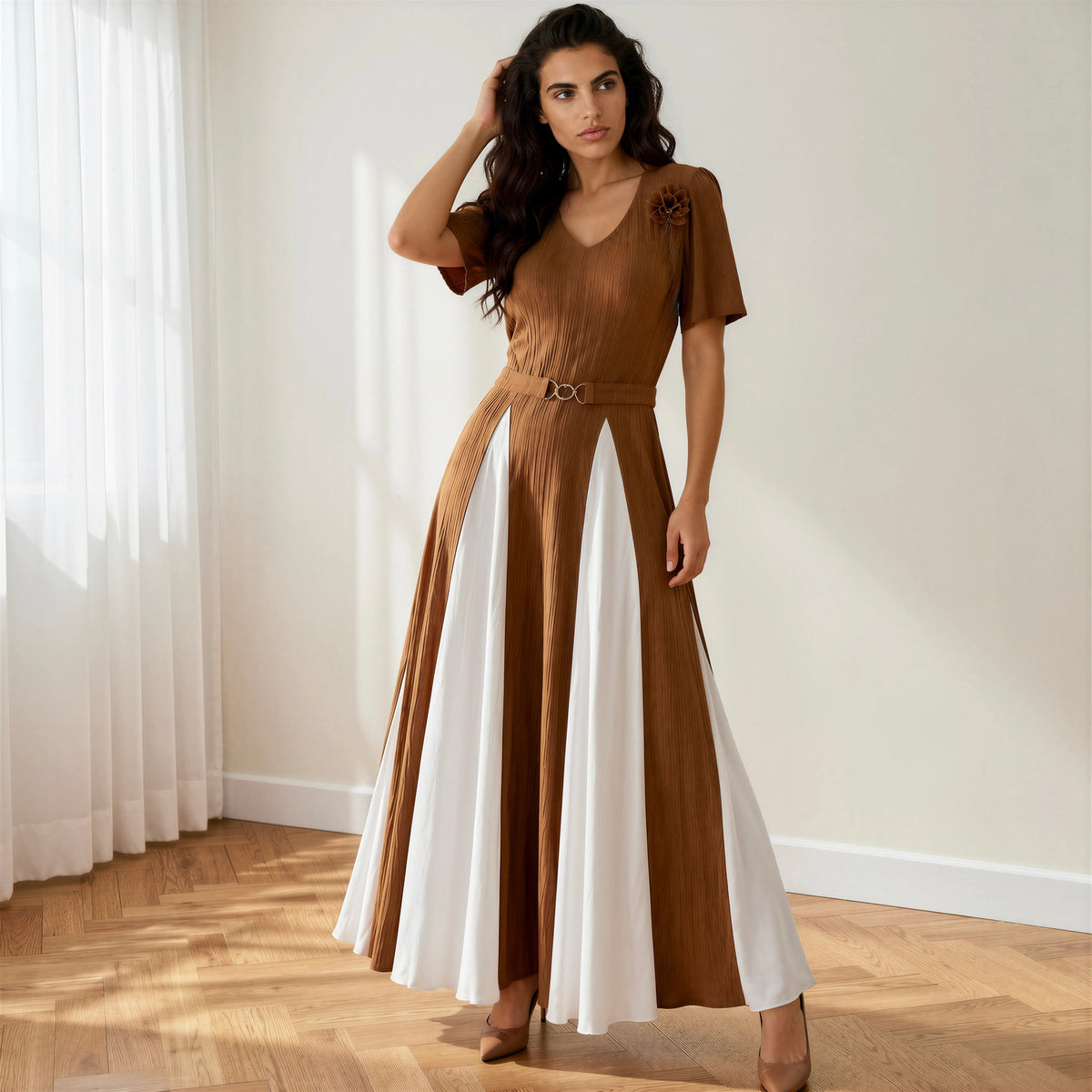 Vestido Curve camel