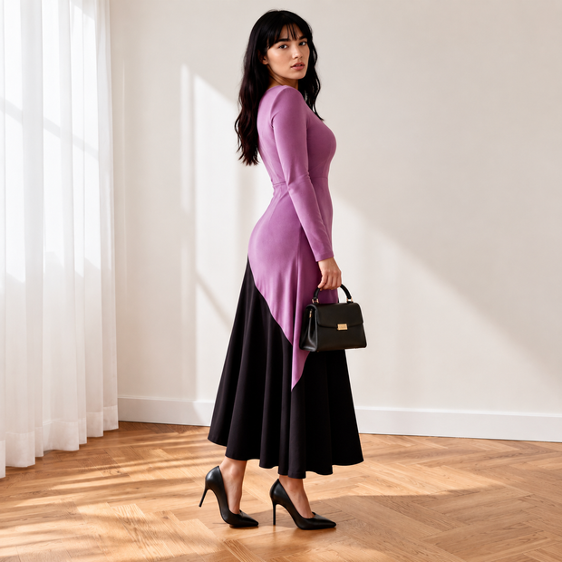 Vestido Clarisa Otoño/ Malva y negro