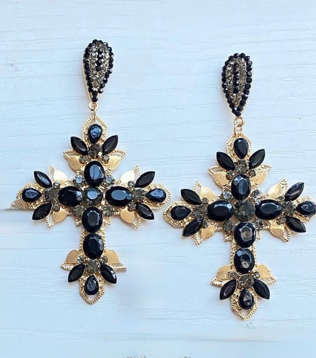 Pendientes Cruz Zoria negro