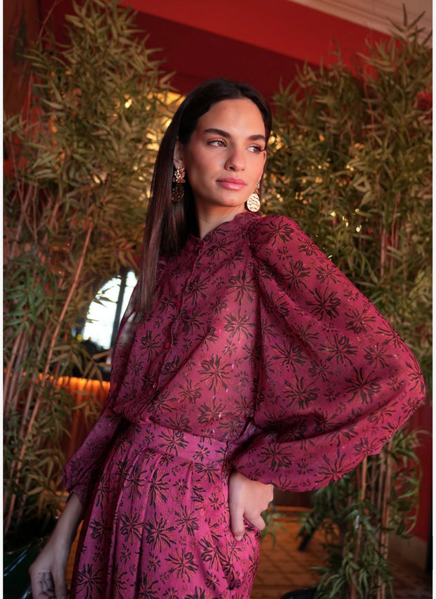 Blusa Aretha plumetti estampada