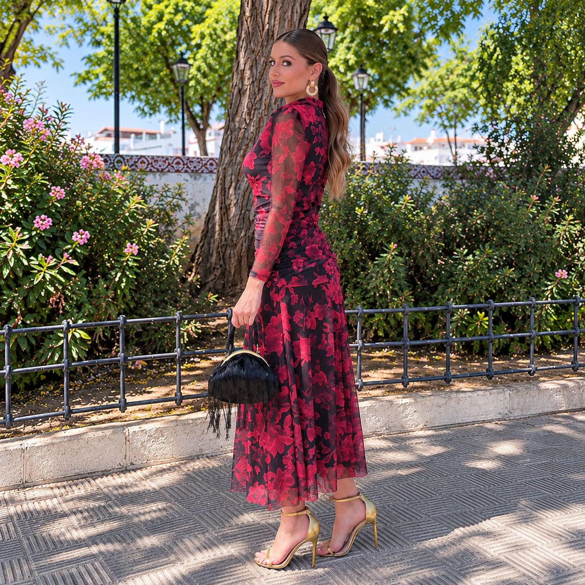 Vestido Alena Negro&rojo