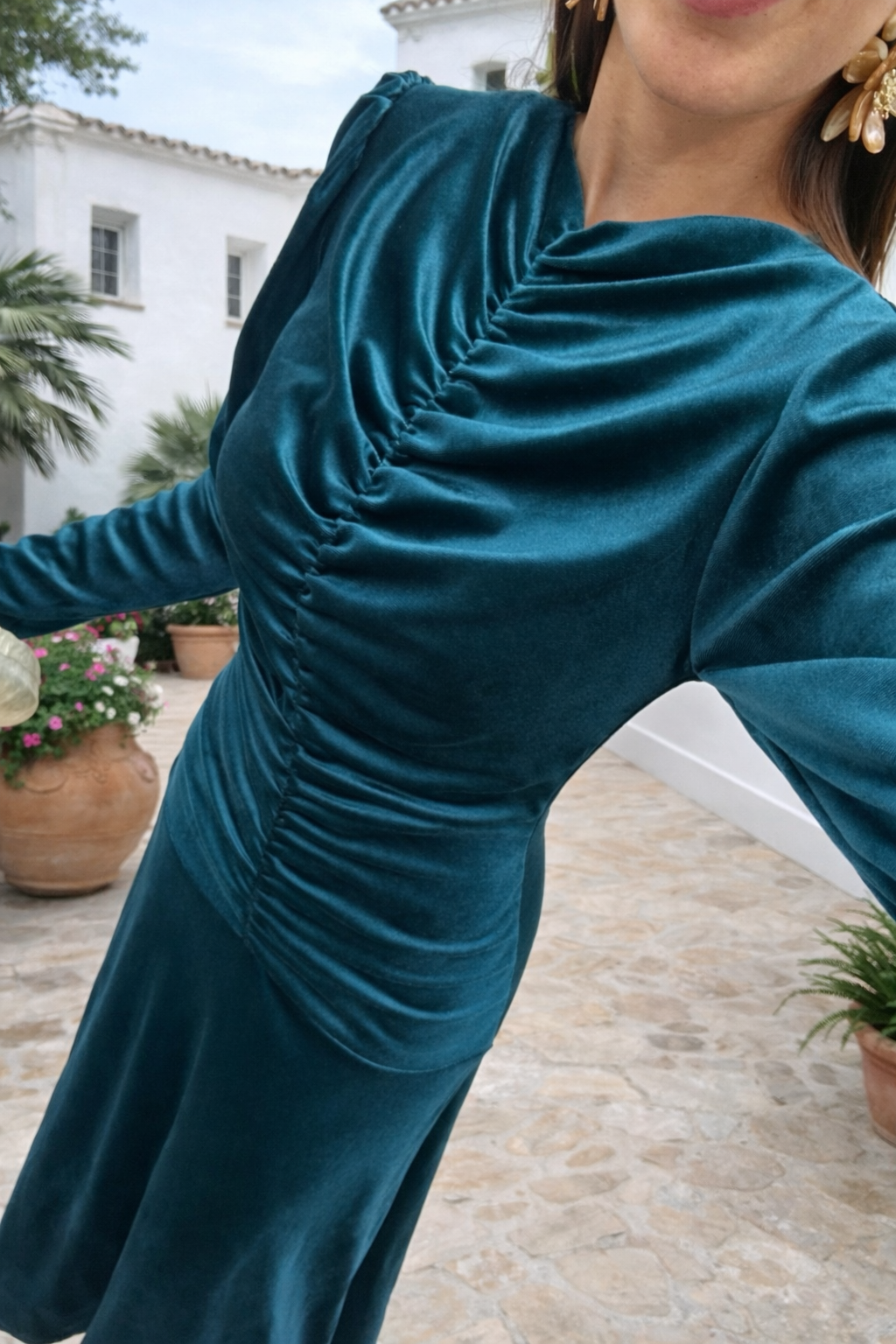 Vestido Sicilia azul petróleo