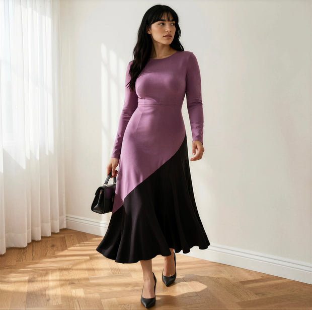 Vestido Clarisa Otoño/ Malva y negro