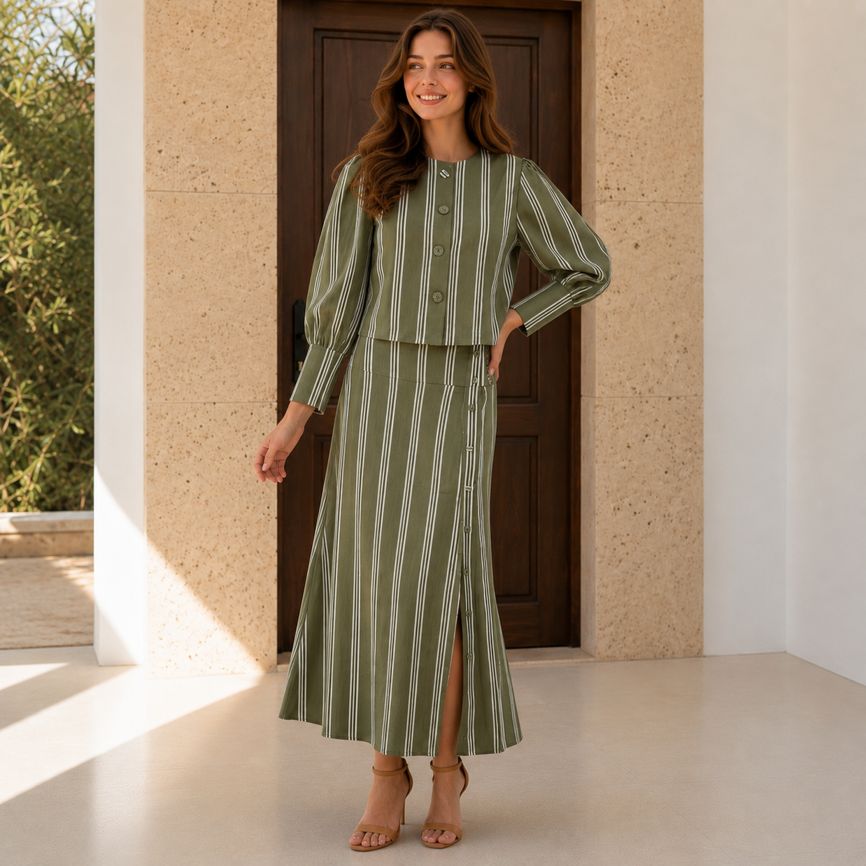Conjunto Rita verde Rayas