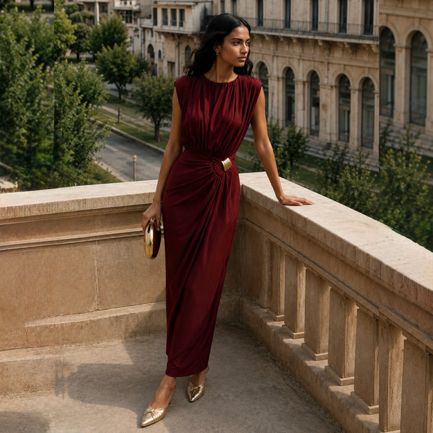 Vestido Lourdes/ Primavera Rojo vino