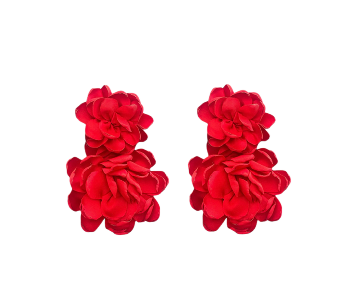 Pendientes Doble Flor Rojos