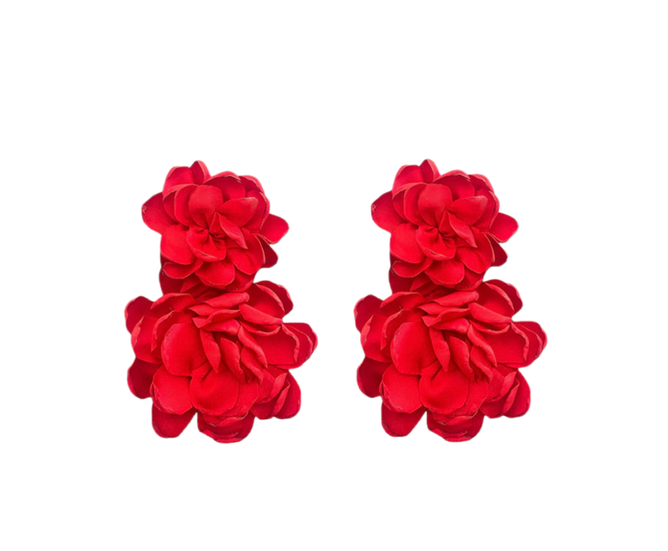 Pendientes Doble Flor Rojos