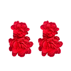 Pendientes Doble Flor Rojos