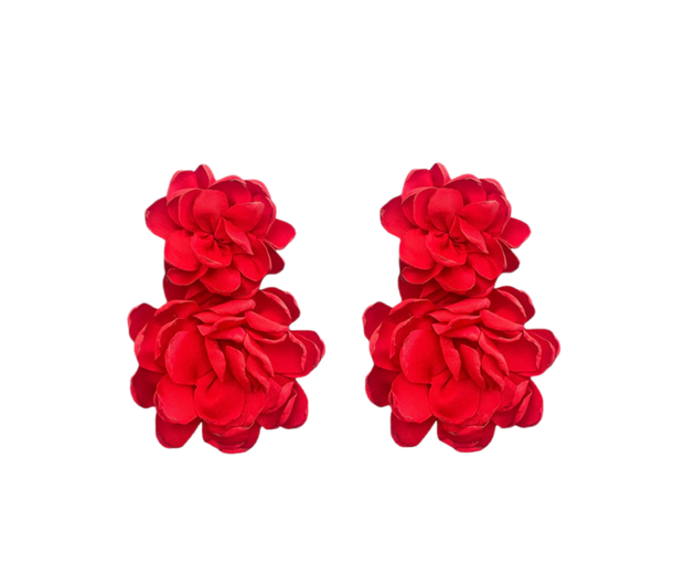 Pendientes Doble Flor Rojos