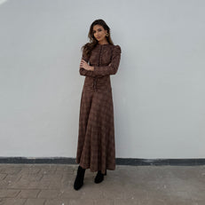 Vestido Renata cuadros marrón