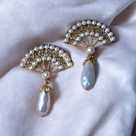 Pendientes abanico perlas
