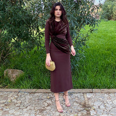 Vestido Vergara terciopelo Marrón