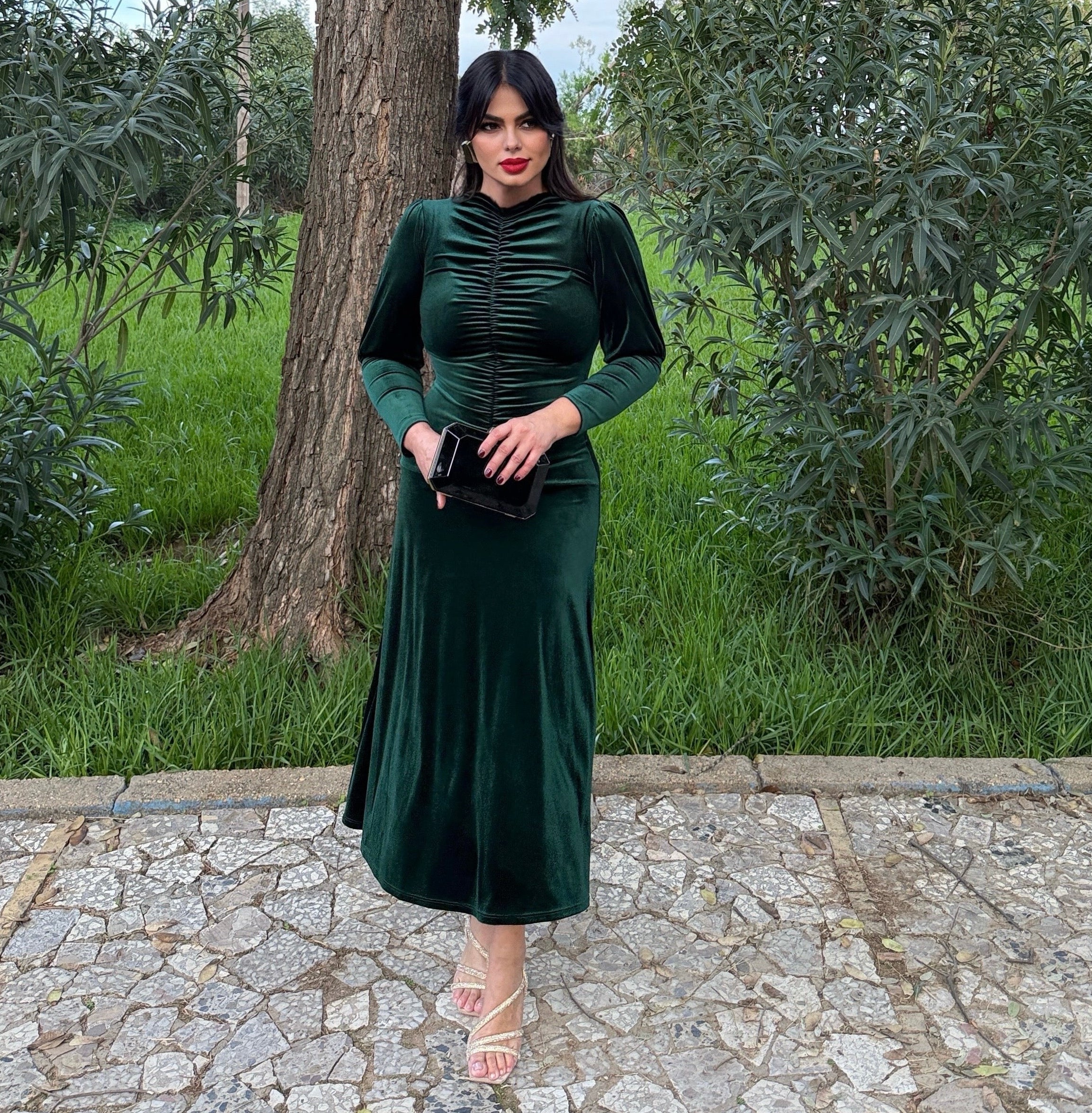 Vestido Sicilia Verde terciopelo