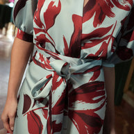 Vestido Lira raso estampado celeste burd