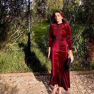 Vestido Sicilia Burdeos Terciopelo