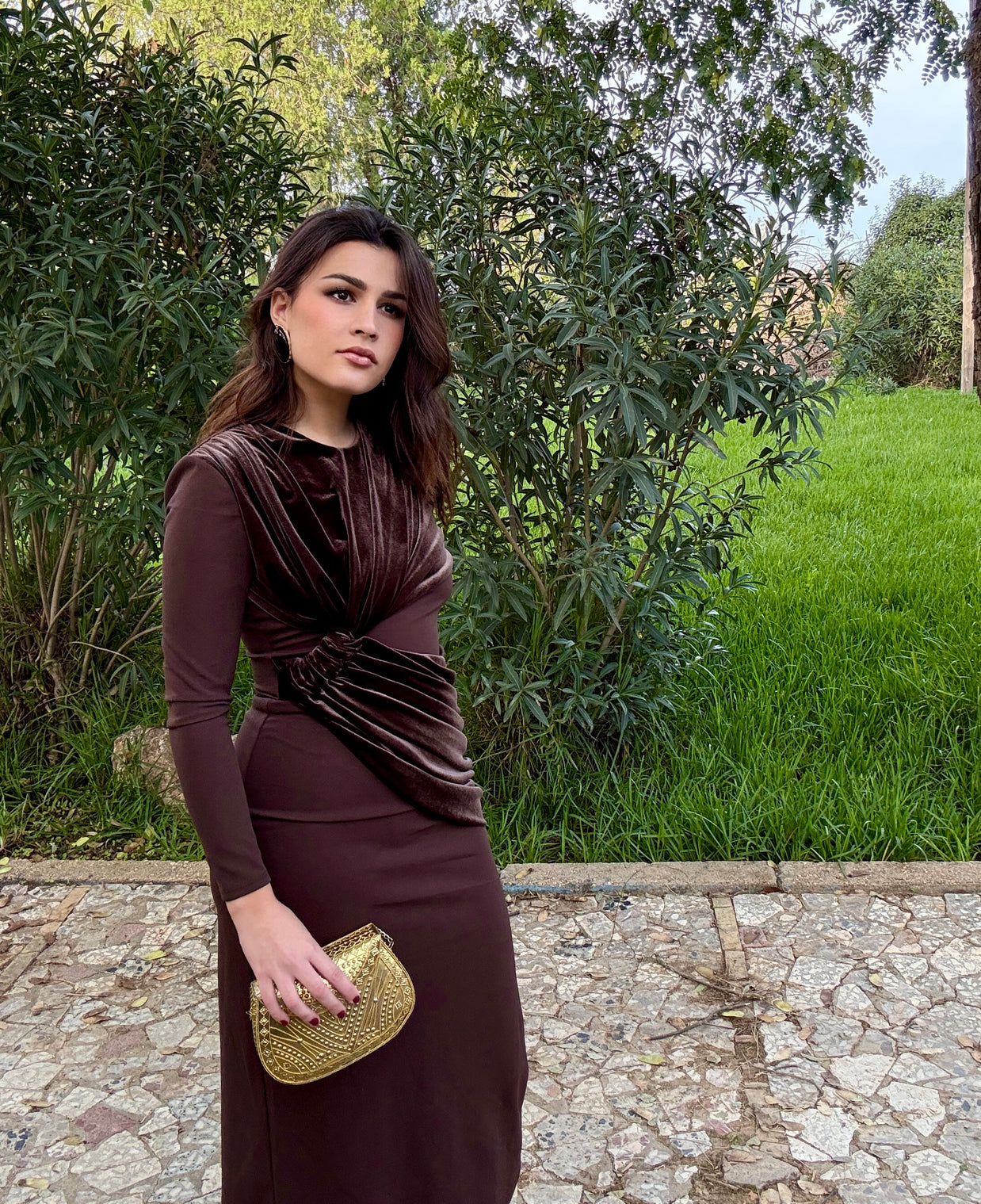 Vestido Vergara terciopelo Marrón