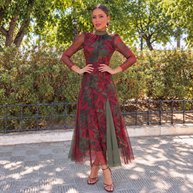 Vestido Berta verde&vino