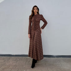 Vestido Renata cuadros marrón