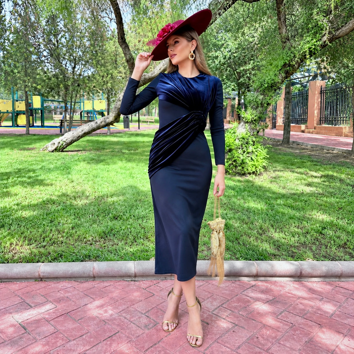 Vestido Vergara Terciopelo Azul marino
