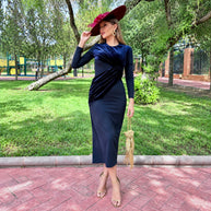 Vestido Vergara Terciopelo Azul marino