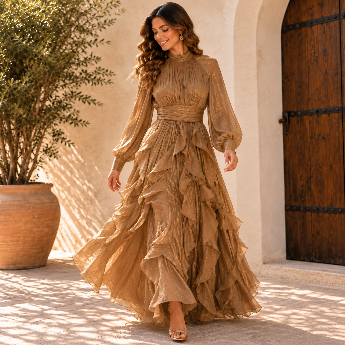 Vestido Bellucci Beige Champagne